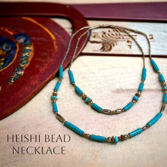 Refreshed~VINTAGE SOUTHWEST MULTI STRAND .925 HEISHI TURQUOISE & CORAL NECKLACE - Picture 2 of 7